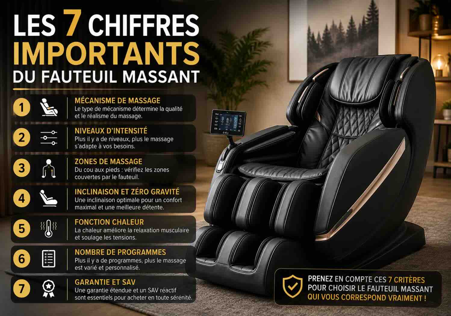 7 chiffres du fauteuil massant